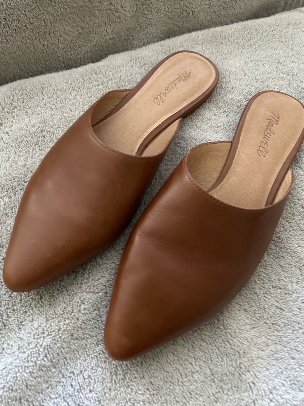 Madewell Women's Tan Leather Pointed-Toe Mules